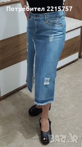 Пола сива от тюл и дълга дънкова пола., снимка 8 - Поли - 46378331