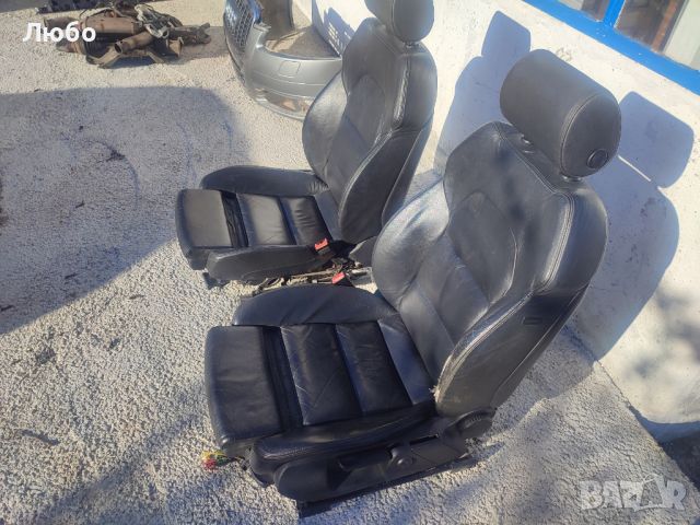 Предни дълбоки седалки черна кожа с подгрев за Ауди А6 ц6 4ф Audi A6 c6 4f, снимка 3 - Аксесоари и консумативи - 45205202