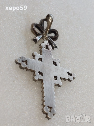 Стар антикварен кръст(медальон)Франция,19век.сребро и злато/каталожна цена 1600$/, снимка 5 - Антикварни и старинни предмети - 52681269