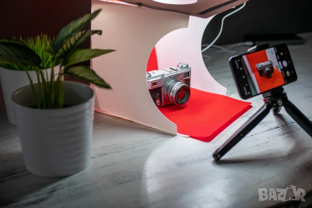 Продуктова палатка с двойно LED осветление и 6 фона - 20*20 см, снимка 5 - Чанти, стативи, аксесоари - 50442446