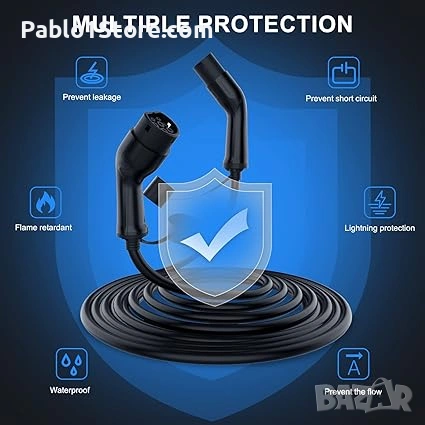 Заряден кабел тип 2 32 A 22 KW трифазен 5 м заряден кабел за електрически автомобили тип 2 универсал, снимка 3 - Аксесоари и консумативи - 53762872