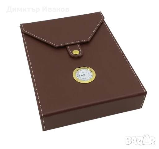 Естесвена кожа преносим хумидор със хидрометър и овлажнител, снимка 3 - Други - 50978374