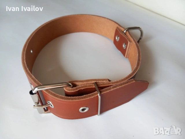 Здрав нашийник от естествена кожа (Кафяв) – 3.5 см широк / 60 см дължина