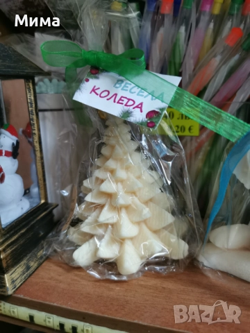 Ароматна коледна свещ - Елха бяла