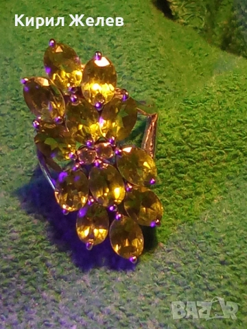 Ефектен сребърен пръстен Trifari с множество камъни ОЛИВИН подходящ аксесоар за ежедневието 27102, снимка 15 - Пръстени - 52960665