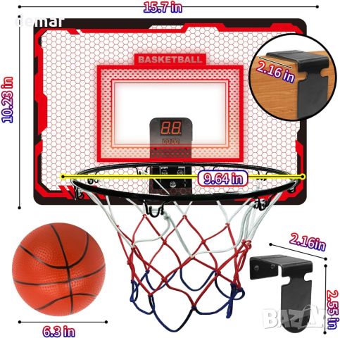 BananMelonBM Баскетболен кош за закрито, с LED светлина/табло, врата, за деца 5+ г., снимка 6 - Образователни игри - 46448319