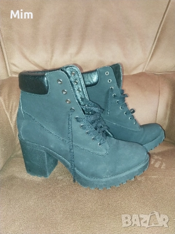 38 Черни полуботуши със сребристи шипове и 39 черни боти , снимка 6 - Дамски боти - 52220831