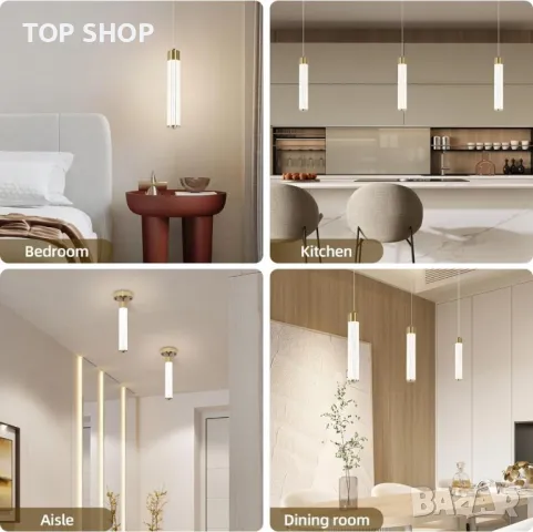 EIDISUNY, модерен пендел с кристален абажур, LED 14 W 4000k, снимка 6 - Лампи за таван - 49970004