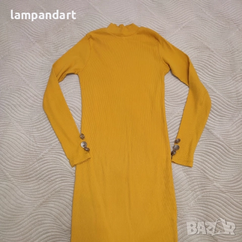 Жълта рокля по тялото, снимка 2 - Рокли - 52384329