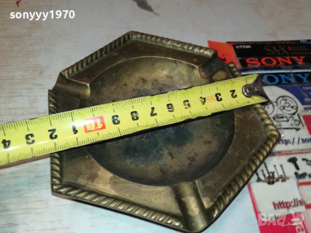 ПЕПЕЛНИК-МЕД/МЕСИНГ-ВНОС SWISS 1708251144LCHERY, снимка 3 - Антикварни и старинни предмети - 51390849