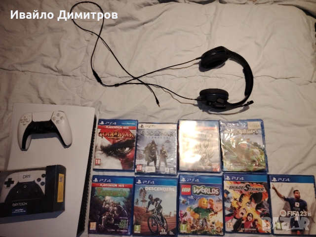 ps5 slim със 9 игри, 2 нови контролера и слушалки hyperx. , снимка 2 - PlayStation конзоли - 53696391