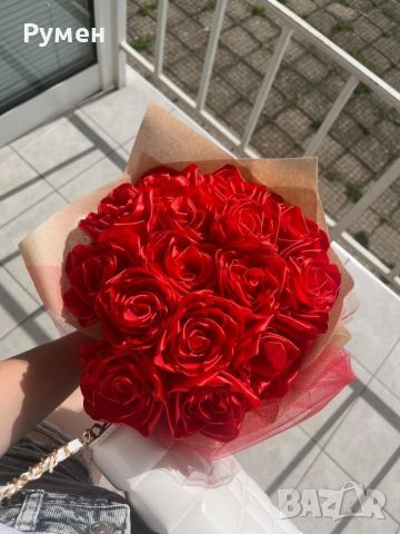 Букети от вечни рози (сатенени рози)., снимка 3 - Подаръци за жени - 46401681