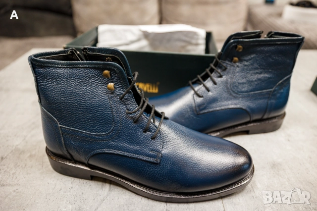 Мъжки кожени боти от естествена кожа - 44 номер (тъмно сини) Ducavelli, снимка 5 - Мъжки боти - 52902568