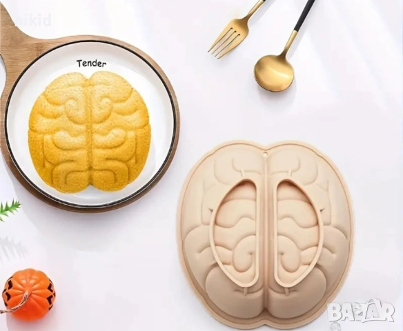 Голям мозък дълбок силиконов молд форма калъп гипс шоколад Хелоуин Halloween, снимка 2 - Форми - 52023855