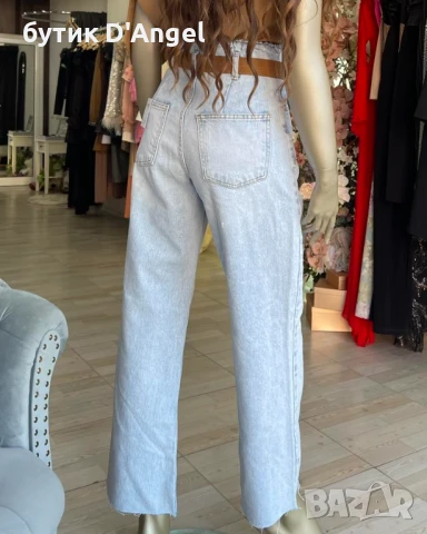 Дънки с висока талия и колан, снимка 5 - Дънки - 50594428