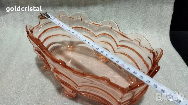 Стара стъклена купа фруктиера бонбониера, снимка 4 - Антикварни и старинни предмети - 52675093