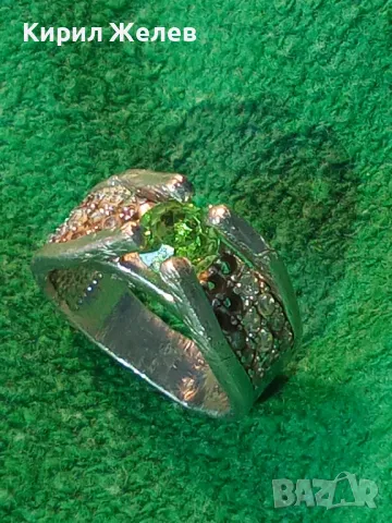 КЛАСИЧЕСКИ РЕТРО АРТ СКЪПОЦЕНЕН СРЕБЪРЕН ПРЪСТЕН СРЕБРО 925 с ФАСЕТИРАНИ ОЛИВИН и ЦИРКОНИ 66177, снимка 17 - Пръстени - 49876649