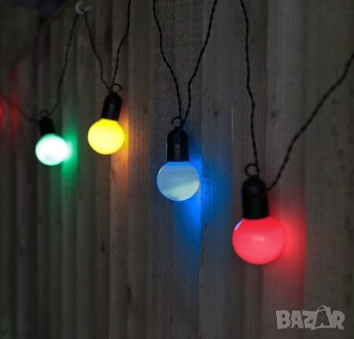 Гирлянд от крушки с цветни светлини. 5 метра дълга верига от цветни LED крушки; Ярка и цветна светли, снимка 6 - Декорация за дома - 46434408