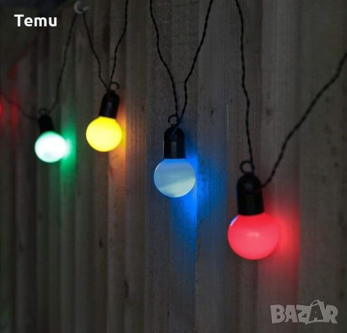 Гирлянд от крушки с цветни светлини. 5 метра дълга верига от цветни LED крушки; Ярка и цветна светли, снимка 6 - Декорация за дома - 46434408
