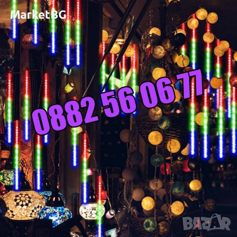 Коледни висулки падащ сняг 50 см , многоцветна, к-т от 8 тръби, снимка 4 - Декорация за дома - 52428172