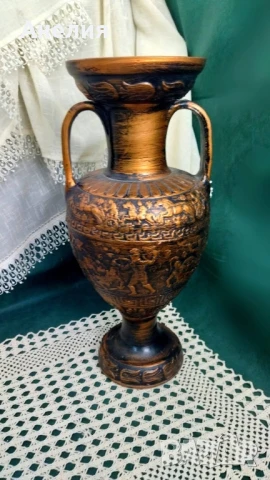 Ваза амфора със сцени от битки, снимка 3 - Декорация за дома - 50631668