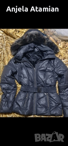 Сиво шушляково яке с еко пух на качулката 