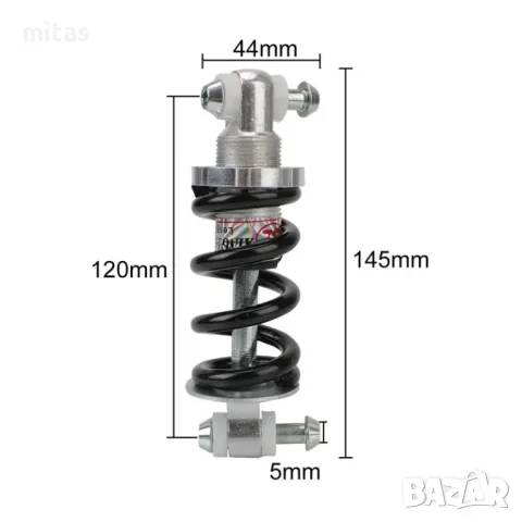 Амортисьор, Заден шок с пружина за велосипед колело, Регулируем, 145мм, снимка 4 - Части за велосипеди - 46851429