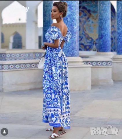 Ефирни сини дълги рокли, снимка 3 - Рокли - 50349074