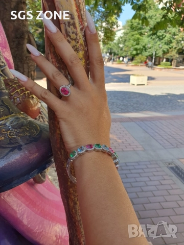 СРЕБЪРНА ГРИВНА ОТ ТАЙЛАНД С ЕСТЕСТВЕН ТОПАЗ И РОДИЕВО ПОКРИТИЕ, снимка 13 - Гривни - 52457983