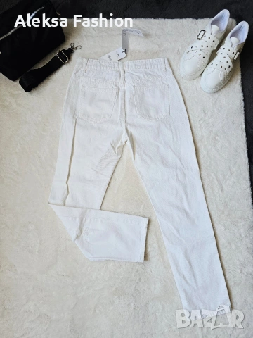 Дамски бял панталон с накъсан ефект , снимка 6 - Панталони - 46229571