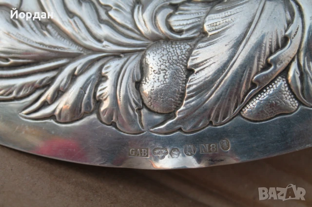 Сребърен поднос , снимка 5 - Антикварни и старинни предмети - 51392677