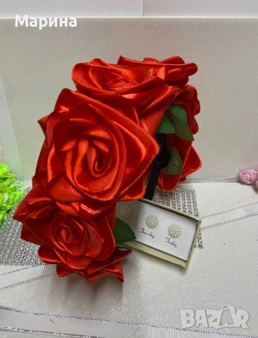 Красива Диадема " 7 червени рози"a CD, снимка 5 - Шноли, диадеми, ленти - 41588748