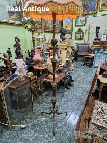 Чудесна стара много красива антикварна холандска подова бронзова лампа , снимка 4 - Антикварни и старинни предмети - 45650175