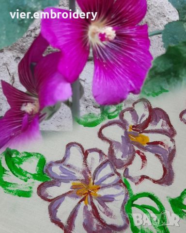 Рокля с рисувани цветя, снимка 4 - Рокли - 46401881