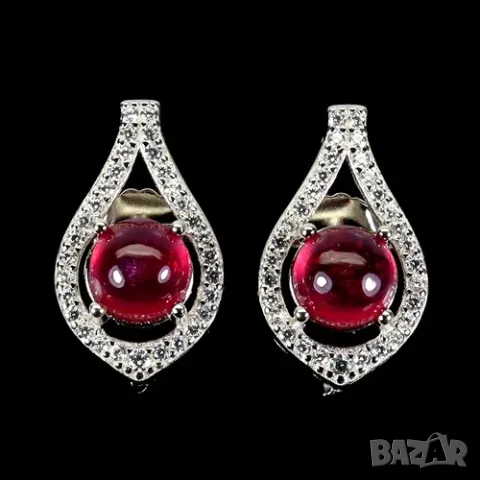 925 сребърни обеци с 6мм натурален рубин подходящи за подарък