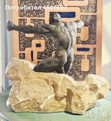 Алфредо Пина, (1883-1966) Бронзов Стрелец, върху издълбана скална основа, снимка 5 - Антикварни и старинни предмети - 54052752