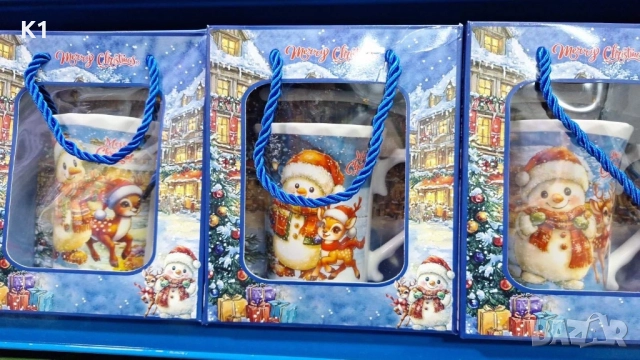 Коледен сет чаша на снежен човек с лъжица