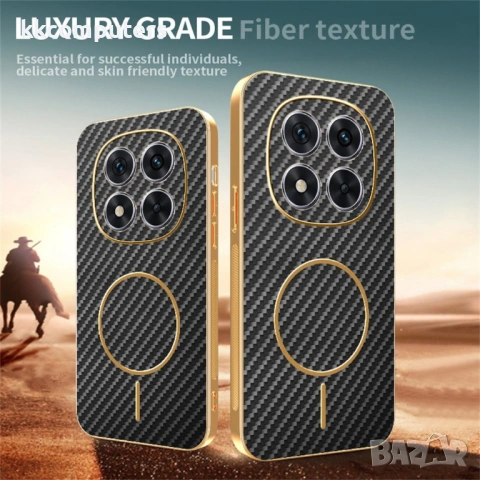 Карбонов Калъф за Xiaomi Poco X7 5G - Електропокритие, TPU, Антиотпечатък, Вграден Магнит, Вкл. Прот, снимка 7 - Калъфи, кейсове - 53538572