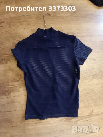 Ефирна тъмносиня блуза , снимка 3 - Тениски - 53821375