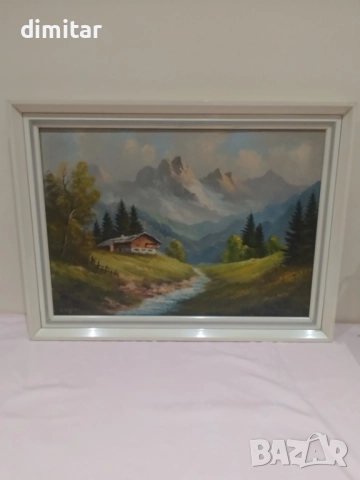 Картина пийзаж върху платно с подпис, снимка 2 - Картини - 51676658