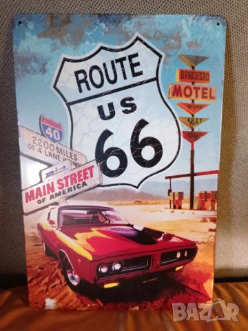ROUTE US 66-MAIN STREET of America-метална табела(плакет), снимка 1 - Аксесоари и консумативи - 45803906
