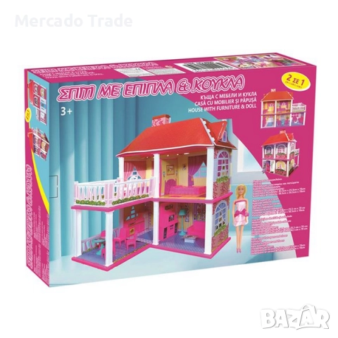Къща за кукли Mercado Trade, С мебели, аксесоари и кукла, снимка 3 - Кукли - 52656779