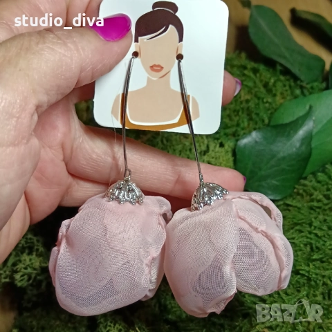 Обеци цветя, снимка 3 - Обеци - 52284330