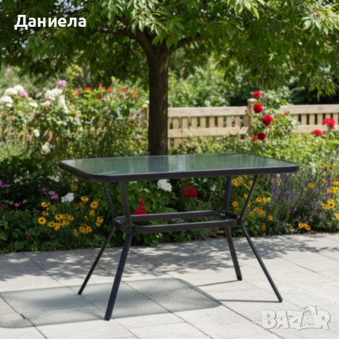 Елегантна правоъгълна маса – стъклен плот, модерен и устойчив дизайн, снимка 8 - Маси - 54055444