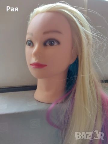 Учебна фризьорска глава 70 см шарена, снимка 6 - Аксесоари за коса - 50660652