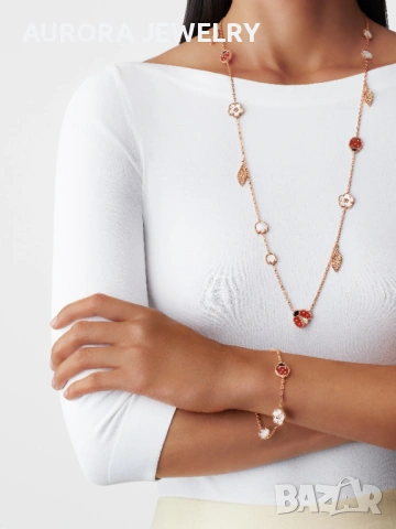 Van Cleef & Arpels VCA Rose Gold 5 Motifs Lucky Spring Дамска Гривна, снимка 4 - Гривни - 53353522