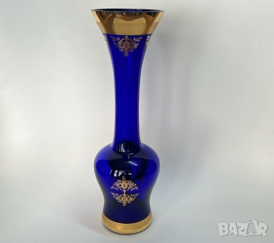 Голяма кристална ваза Bohemia с позлата, снимка 2 - Вази - 46439848