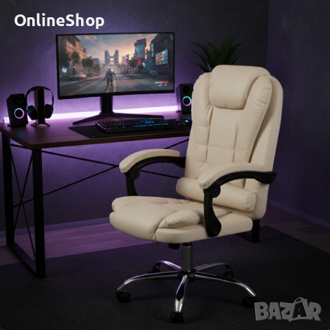 Ергономичен офис стол , Черен/Бял, снимка 13 - Столове - 53453161