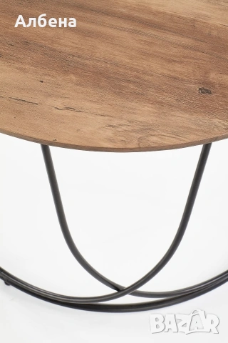 Холна маса NUBIRA – кръгла, Орех / Черно, снимка 3 - Маси - 53871459