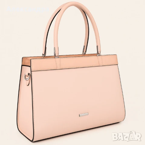 Модерна дамска чанта с двуцветен дизайн, снимка 4 - Чанти - 50698656